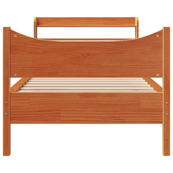 vidaXL Bedframe met hoofdbord massief grenenhout wasbruin 75x190 cm