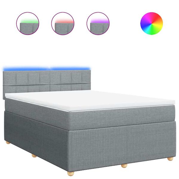 vidaXL Boxspring met matras stof lichtgrijs 140x200 cm