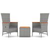 vidaXL 3-delige Loungeset poly rattan en massief acaciahout grijs