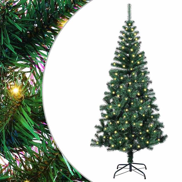 vidaXL Kunstmatig Voorverlicht Kerstboom Groen 120 cm PVC en Metaal