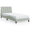 vidaXL Bedframe met LED zonder matras "Hanko" fluweel lichtgrijs 90x200 cm