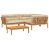 vidaXL 4-delige Loungeset pallet met kussens massief acaciahout