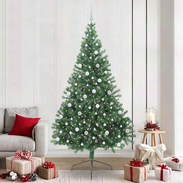 vidaXL Kunstmatig Voorverlicht Kerstboom met 300 LED Groen 240 cm PVC