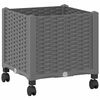 vidaXL Tuinschaal met wielen Lichtgrijs 40 x 40 x 44 cm PP