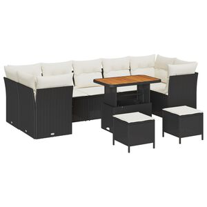 vidaXL Tuin Sofa Set met kussen met opslag 10 pcs Zwart en cr&egrave;me