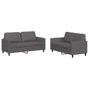 vidaXL 2-delige Loungeset met kussens kunstleer grijs
