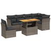 vidaXL 7-delige Loungeset met kussens poly rattan grijs