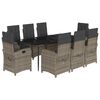 vidaXL 9-delige Tuinset met kussens poly rattan grijs