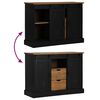 vidaXL Dressoir HALDEN 2 schuifdeuren 112x40x80 cm massief hout zwart