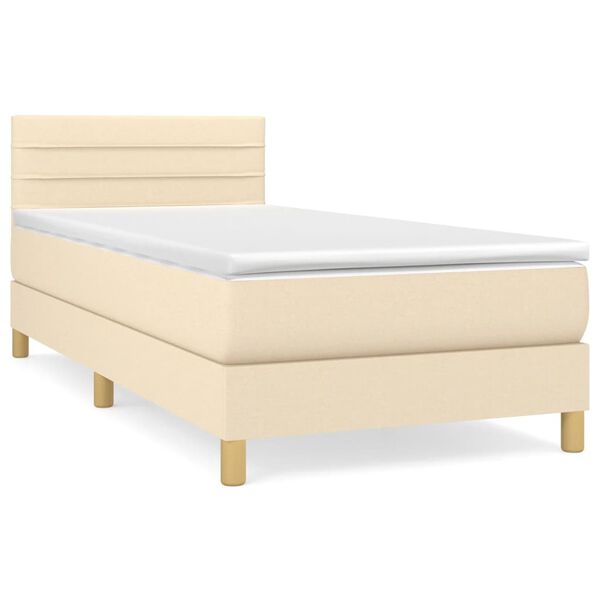 vidaXL Boxspring met matras stof cr&egrave;mekleurig 90x190 cm