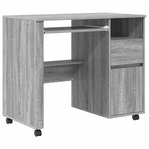 vidaXL Bureau met Wielen Grijs Sonoma Bewerkt hout 91 x 50 x 77 cm