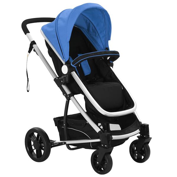 vidaXL Kinderwagen 2-in-1 aluminium blauw en zwart