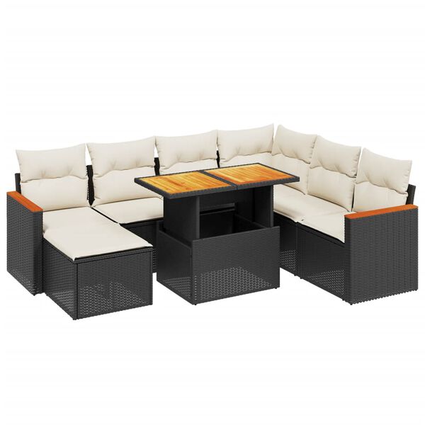 vidaXL 8-delige Loungeset met kussens poly rattan zwart