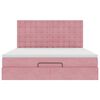 vidaXL Ottoman bed met matrassen en LED's 160x200cm fluweel roze