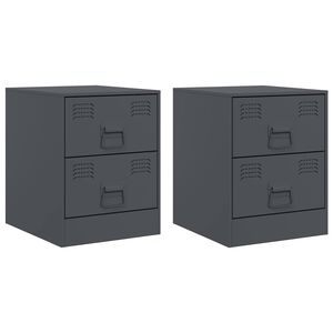 vidaXL Nachtkastjes 2 st 34,5x39x44 cm staal antracietkleurig