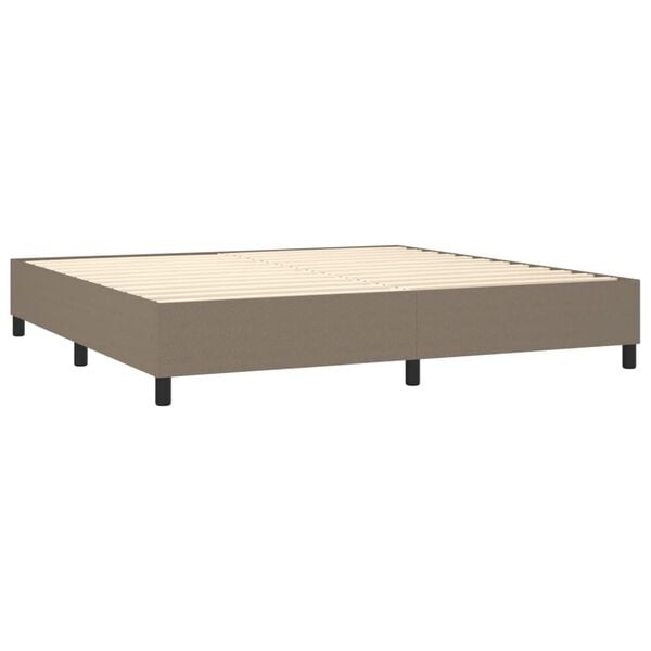 vidaXL Boxspring met matras stof taupe 200x200 cm
