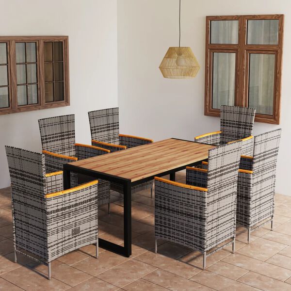 vidaXL 7-delige Tuinset grijs