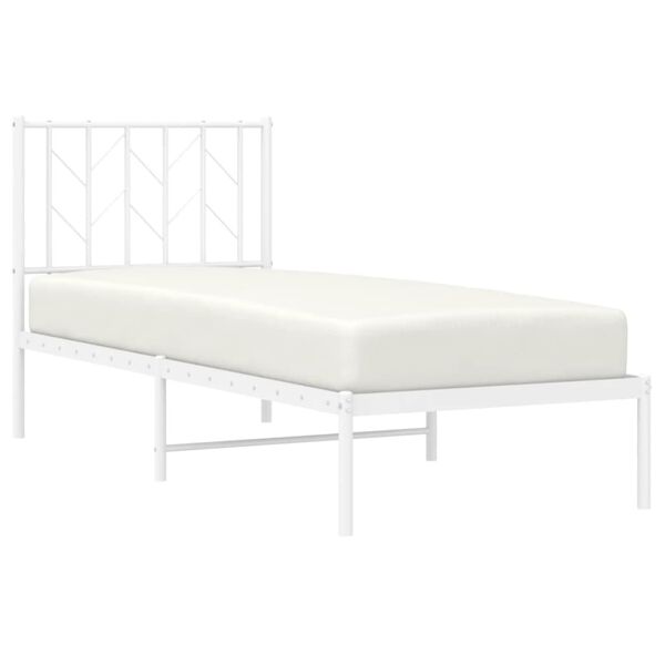 vidaXL Bedframe met hoofdbord zonder matras metaal wit 75x190 cm