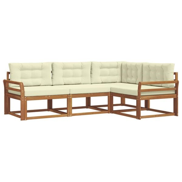 vidaXL Buiten bankenset met kussen 4 pcs Natuurlijk en Cr&egrave;me