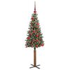 vidaXL Slanke Kerstboom Groen en Wit 150 cm PVC en massief dennenhout