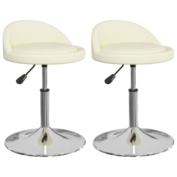 vidaXL Eetkamerstoelen draaibaar 2 st kunstleer cr&egrave;mekleurig