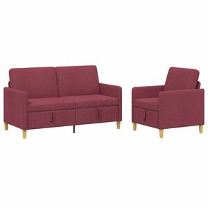 vidaXL Bankenset met opbergruimte 2 st Wijnrood Polyester
