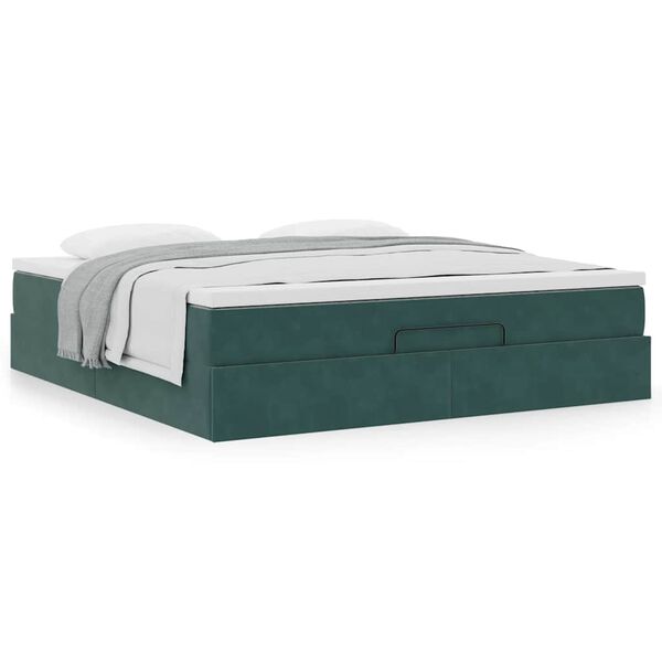 vidaXL Ottoman bed met matras 180x200 cm fluweel donkergroen
