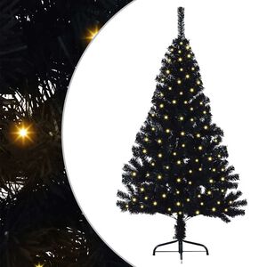 vidaXL Kunstmatig Voorverlicht Kerstboom met 150 LED Zwart 120 cm PVC
