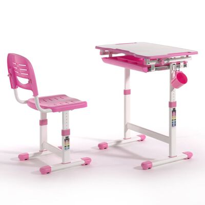 Vipack Kinderbureau verstelbaar Comfortline 201 met stoel roze en wit