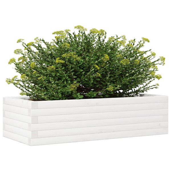 vidaXL Plantenbak 90x40x23 cm massief grenenhout wit