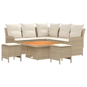 vidaXL Meubelsets met kussen 6 pcs Beige en Cr&egrave;me PE Rattan