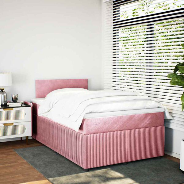 vidaXL Boxspring met matras fluweel roze 120x190 cm