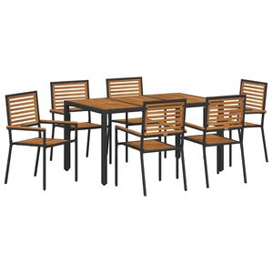 vidaXL Tuin eettafelset 7 pcs Zwart en Bruin poly rattan