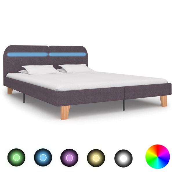 vidaXL Bedframe met LED zonder matras stof taupe 150x200 cm