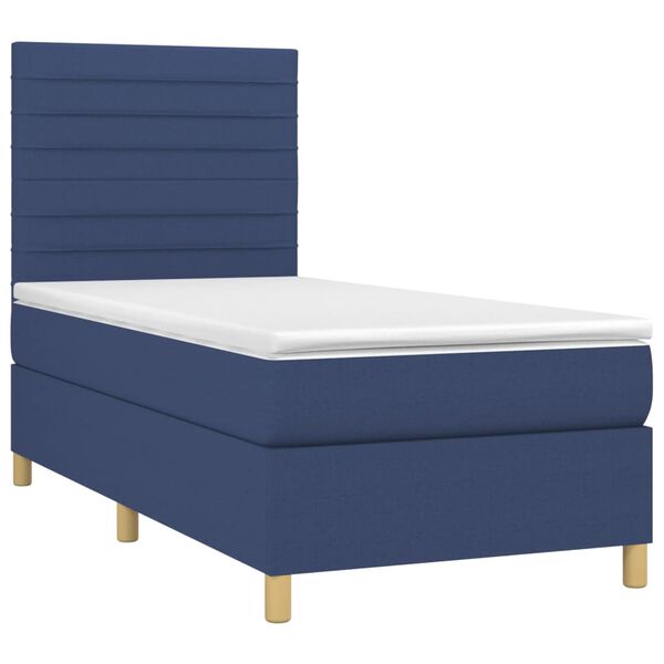 vidaXL Boxspring met matras stof blauw 90x190 cm
