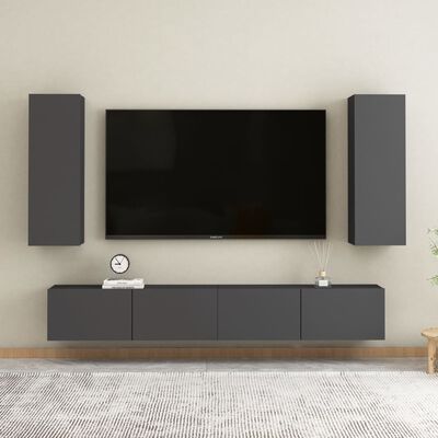 vidaXL Tv-meubelen 2 st 30,5x30x90 cm spaanplaat grijs