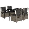 vidaXL 5-delige Tuinset met kussens poly rattan grijs