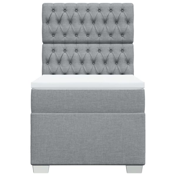 vidaXL Boxspring met matras stof lichtgrijs 90x200 cm
