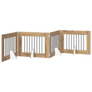 vidaXL Opvouwbaar hondenhek met standaards 4 pcs Artisanaal eiken