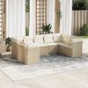 vidaXL 9-delige Loungeset met kussens poly rattan beige