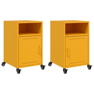 vidaXL Nachtkastjes 2 st 36x39x59 cm staal mosterdgeel