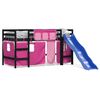 vidaXL Kinderhoogslaper met gordijnen 80x200 cm grenenhout roze