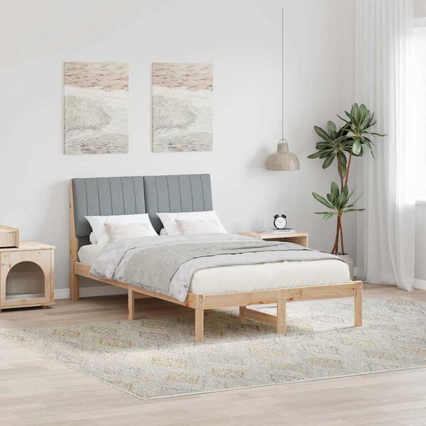 vidaXL Bedframe met hoofdeinde Bruin 120 x 190 cm Massief grenenhout