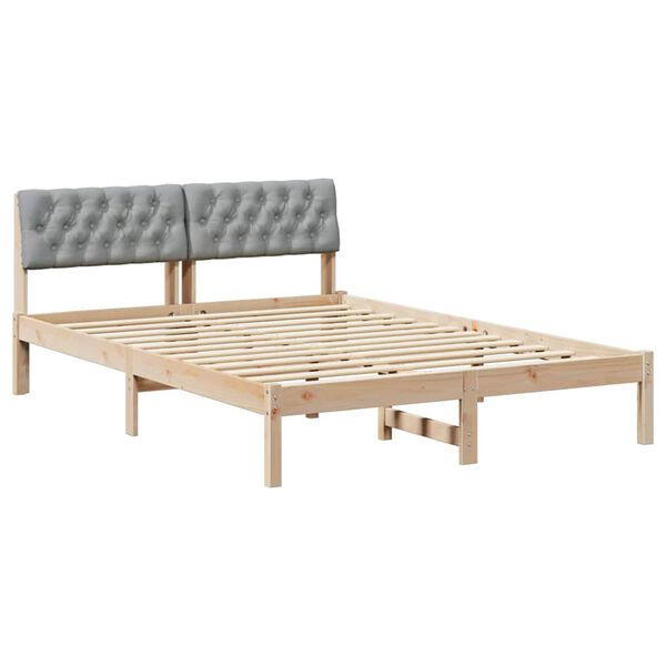 vidaXL Bedframe Bruin en lichtgrijs 140 x 200 cm Massief grenenhout