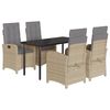 vidaXL 5-delige Tuinset met kussens poly rattan gemengd beige