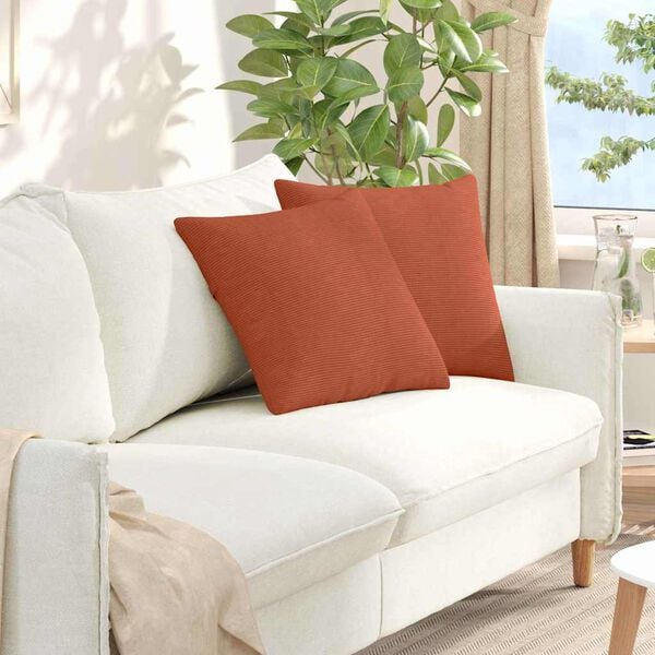 vidaXL Sofa Kussens 2 stuks Rood-oranje 45 x 45 cm Cordstof