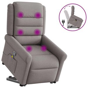 vidaXL Sta-op-massagestoel verstelbaar stof taupe