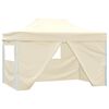 vidaXL Partytent met 4 zijwanden inklapbaar 3x4 m staal cr&egrave;me