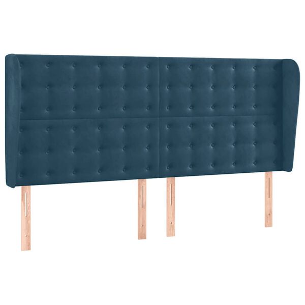 vidaXL Hoofdbord met randen 183x23x118/128 cm fluweel donkerblauw
