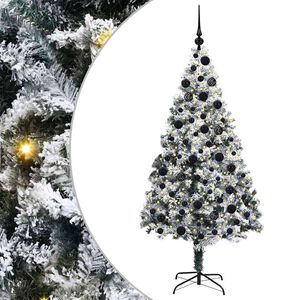 vidaXL Kunstkerstboom met 300 LED Wit 180 cm PVC en Staal en Kunststof